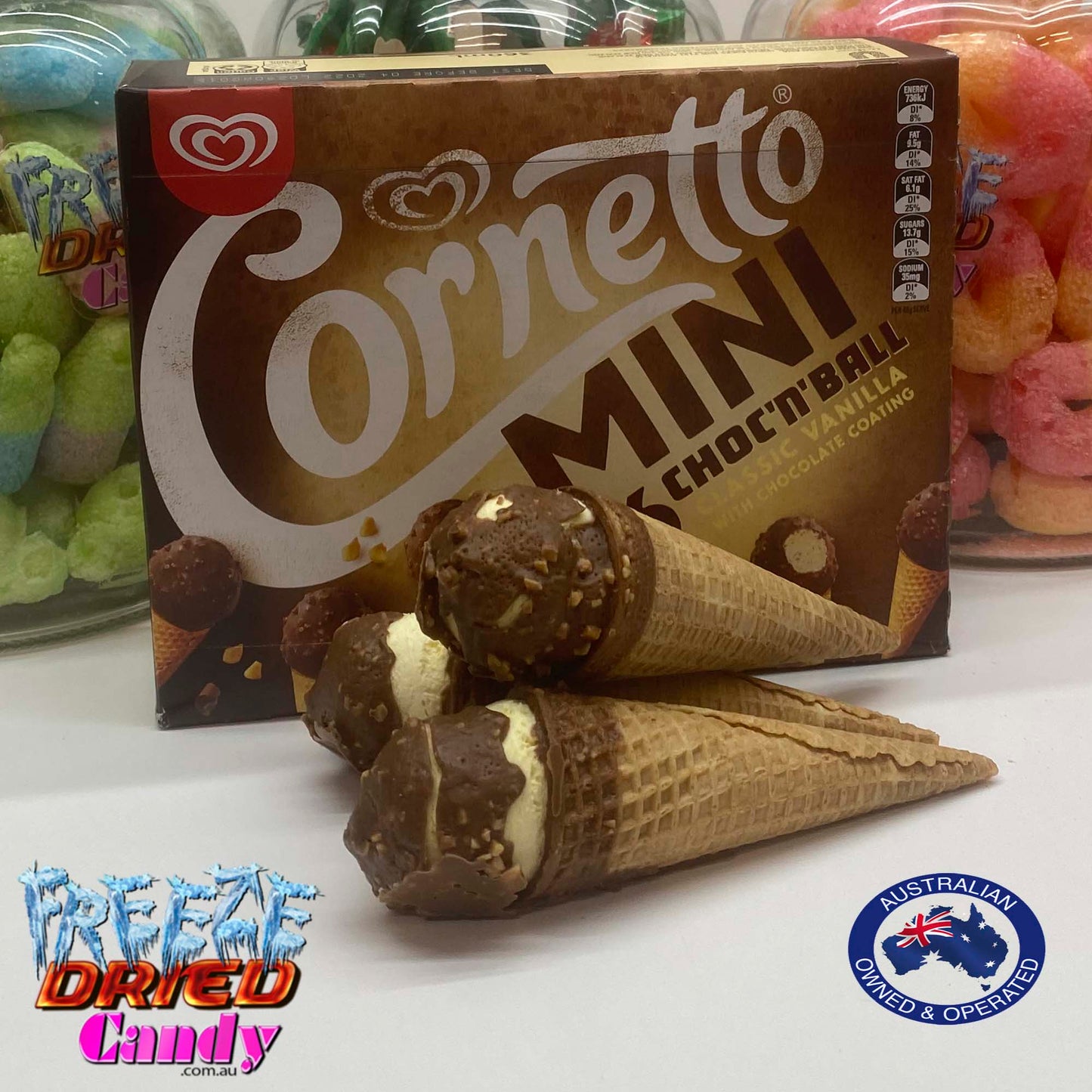Freeze Dried Ice Cream - Cornetto Mini's Drumstick Mini's -  Freeze Dried Candy Lollies