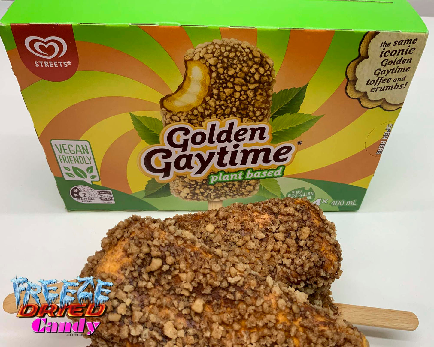 Freeze Dried Ice Cream - Golden Gaytime - Plant Based -  Freeze Dried Candy Lollies | Australia