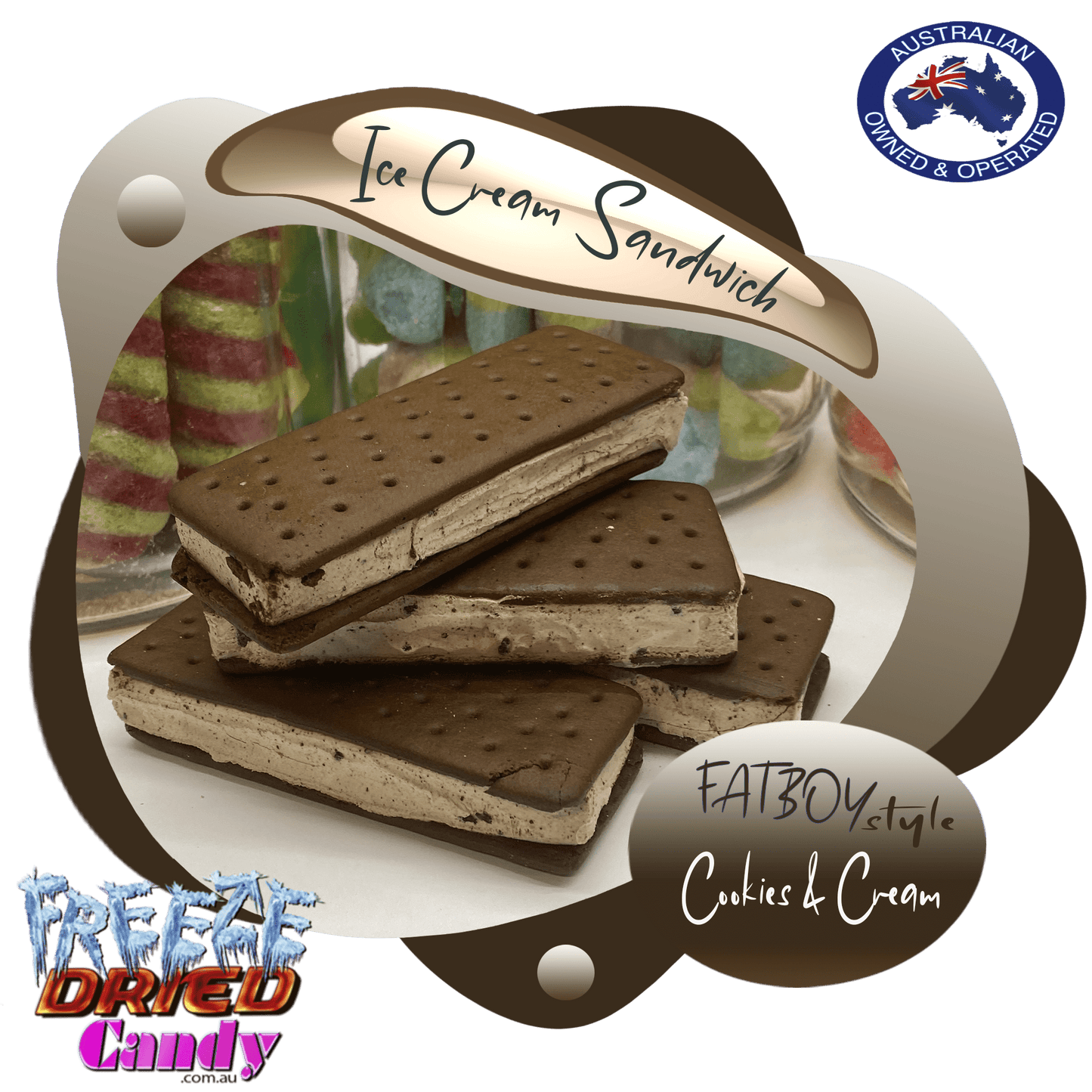 Freeze Dried Ice Cream Sandwich -  FatBoy Style - Freeze Dried Candy Lollies