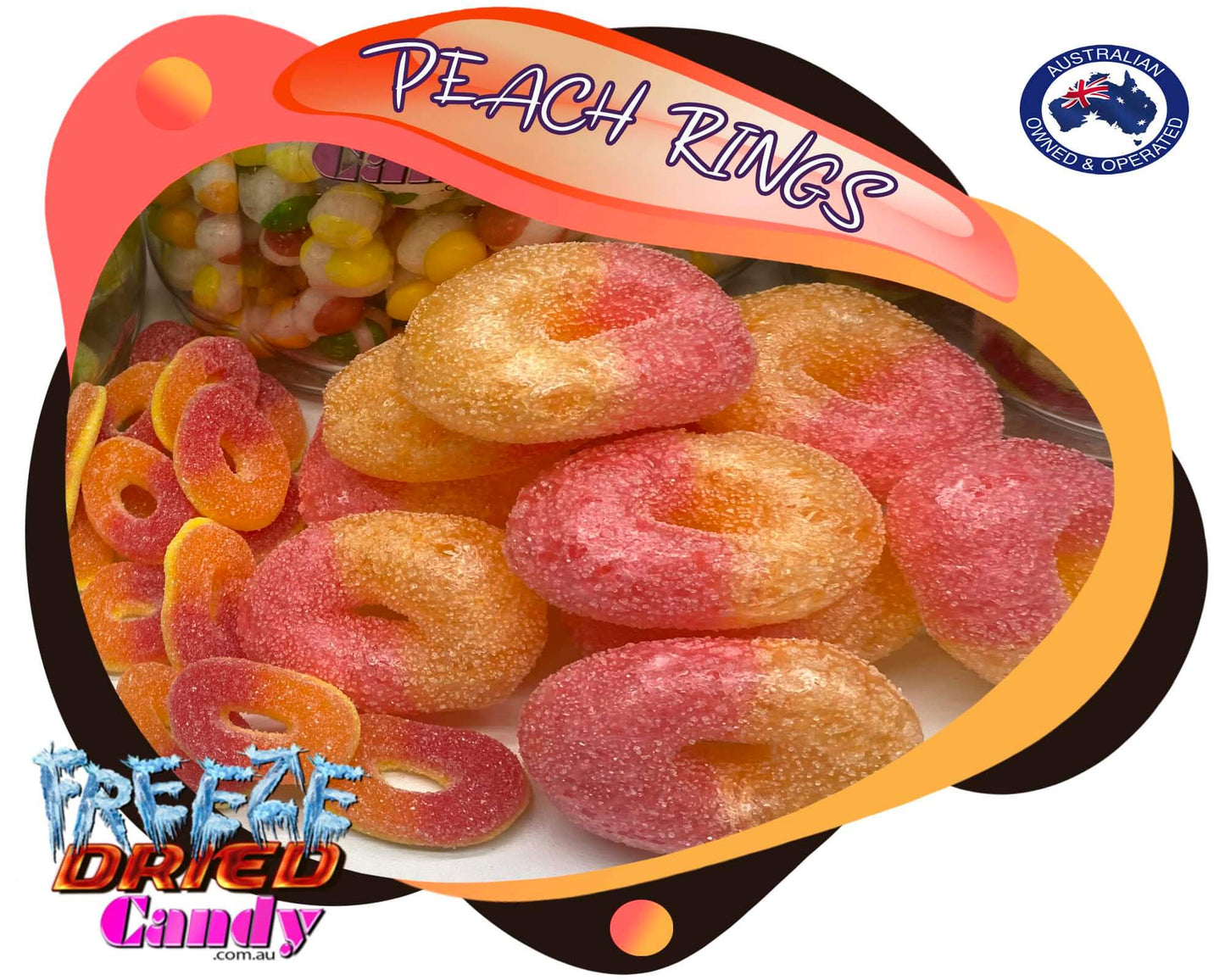 Freeze Dried Peach Rings Freeze Dried Candy Lollies Sweets & Ice Cream 
