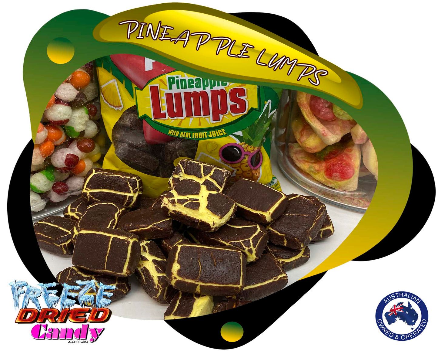 Freeze Dried Pineapple Lumps -  Freeze Dried Candy Lollies