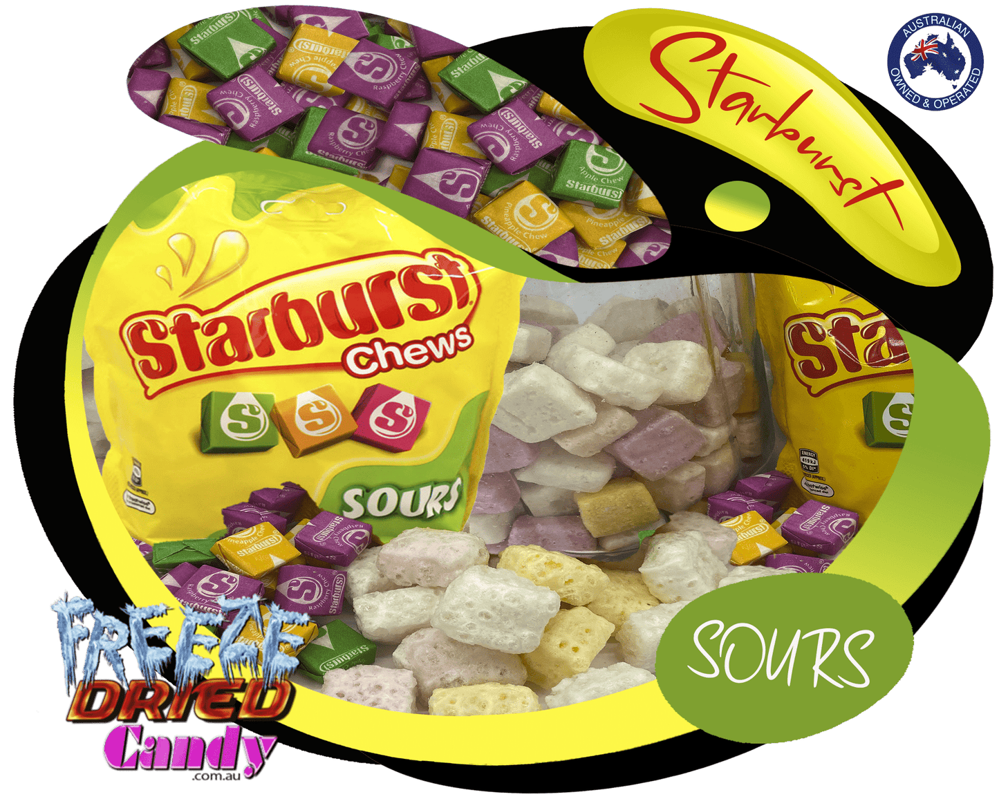 Freeze Dried Starburst Sours - Freeze Dried Candy Lollies