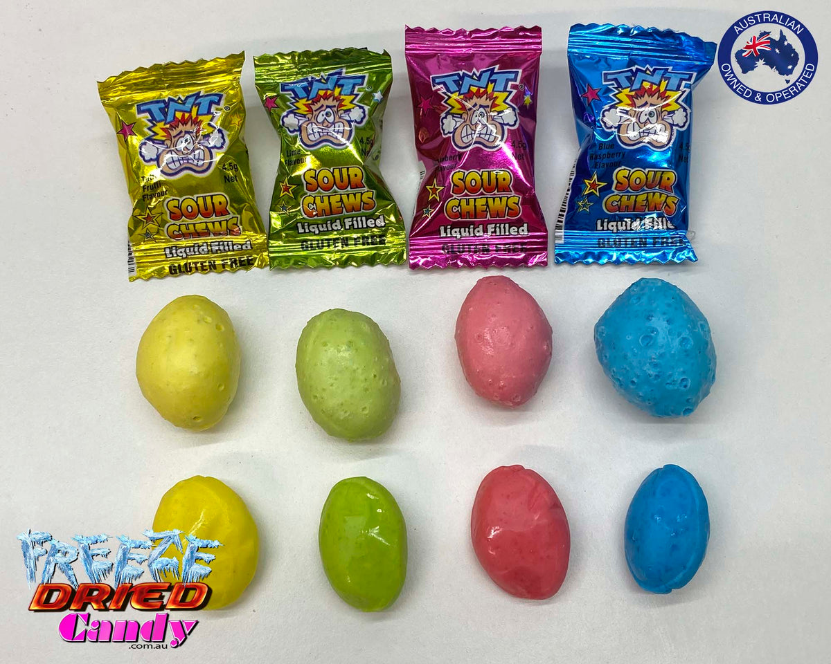 TNT Sour Chews – Bulk 100-Pack – Blue Raspberry, Strawberry Lime, Tutti Frutti – Gluten Free – Halloween Treats
