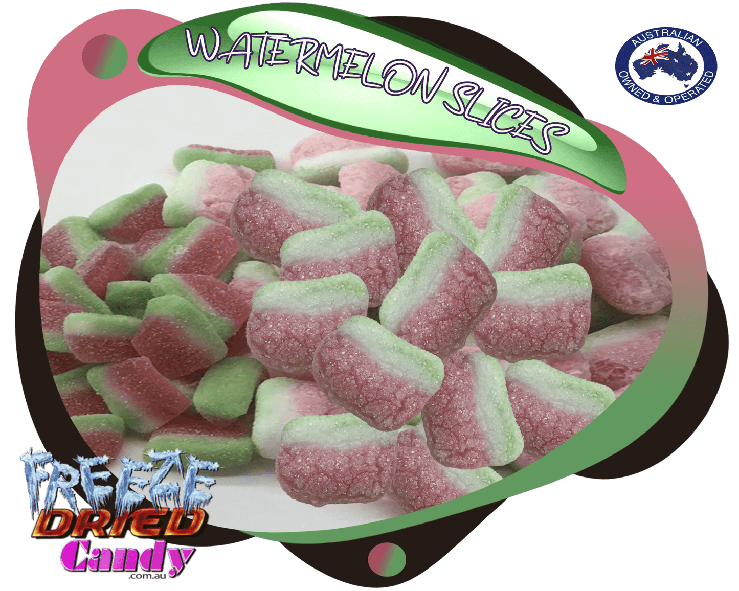 Freeze Dried Watermelon Slices - Sour - Freeze Dried Candy Lollies