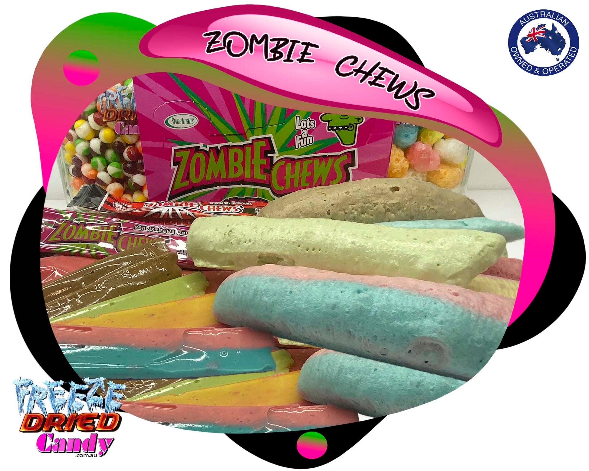 Freeze Dried Zombie Chews - Freeze Dried Candy  Lollies, Sweets, Ice Cream & Treats