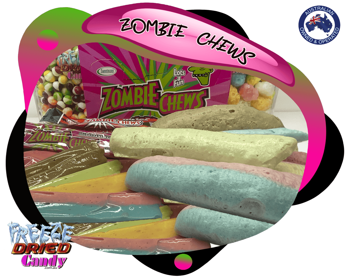Freeze Dried Zombie Chews -Freeze Dried Candy Lollies, Sweets, Ice Cream & Treats