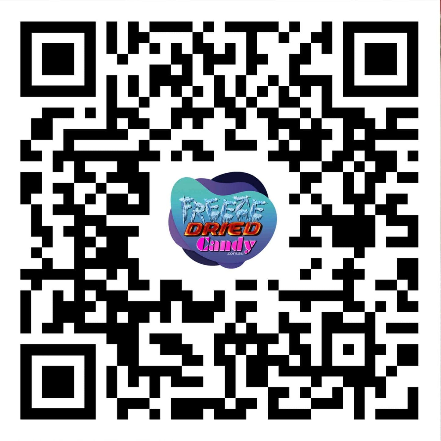 QR Code Find Us on the internet Freeze Dried Candy Lollies Treats Icecream